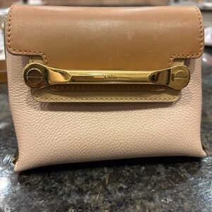 Chloé Tan and Cream Leather small shoulder/crossbody bag with gold hardware